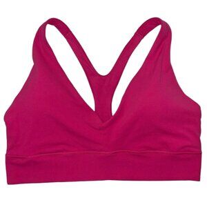 Athleta Transcend Plunge Sports Bra Pink XL PowerVita Light Impact Active